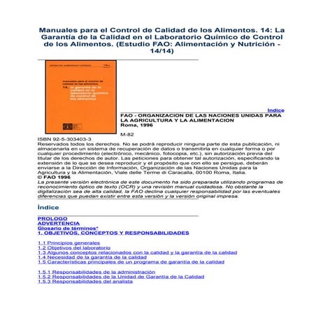 Manuales para el control de calidad de los alimentos