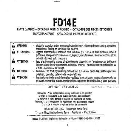 Manual de Partes de T. Oruga FIAT ALLIS FD14E