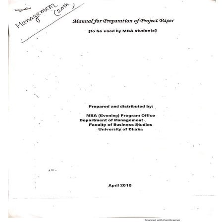 Manual for preparation of internship report by fbs du