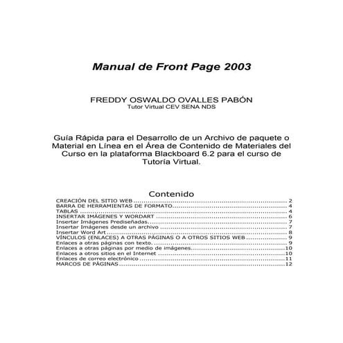 Manual front page