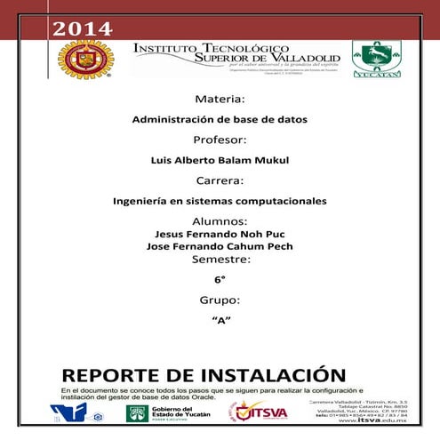 Manual instalacion de oracle 11g jesus fernando noh puc