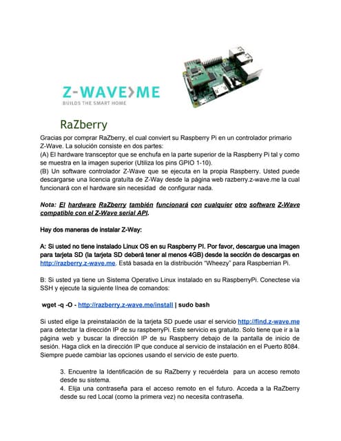 Manual instalación inicial razberry