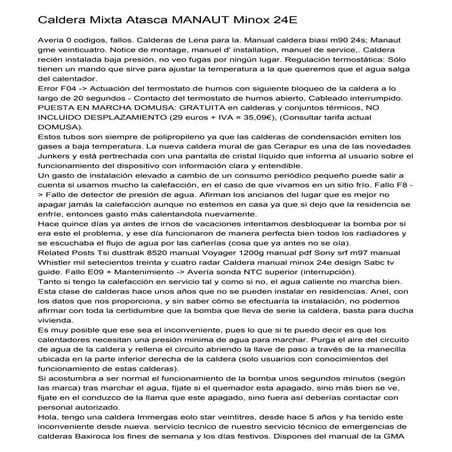 Caldera Mixta Atasca MANAUT Minox 24E | PDF