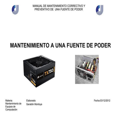 Manual de mantenimiento de fuente de poder 