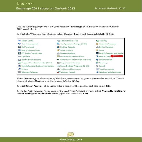 Setup Outlook 2013 with Exchange 2013