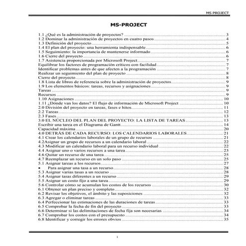 INTRODUCCION Y TEORIA A MICROSOFT MS PROJECT | PDF