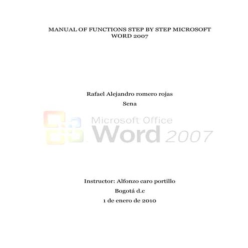 Manual of functions step by step microsoft word 2007