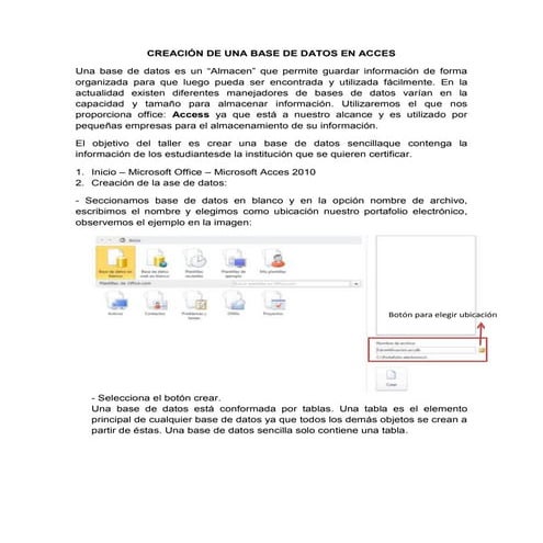 Manual para crear una base de datos en acces | DOCX
