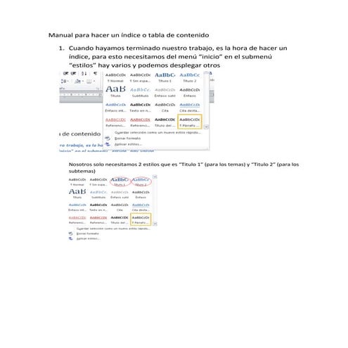 Manual para hacer un índice o tabla de contenido