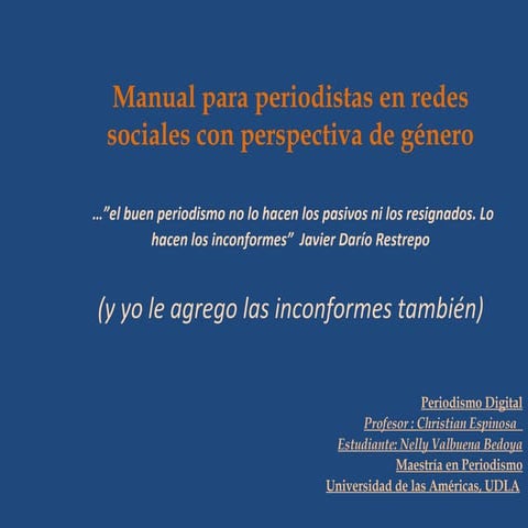 Manual para periodismo en redes sociales con perspectiva de género