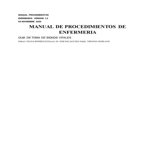 Manual procedimientopara control de signos vitales