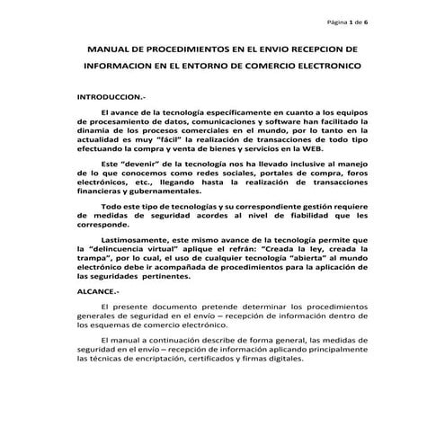 Manual procedimientos seguridad dentro de las plataformas de comercio elec…
