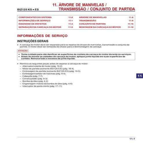 Manual serviço biz125 ks es   00 x6b-kss-001 arvore-manivelas
