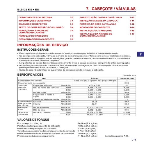 Manual serviço biz125 ks es   00 x6b-kss-001 cabecote