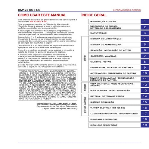 Manual serviço biz125 ks es   00 x6b-kss-001 inform-gerais