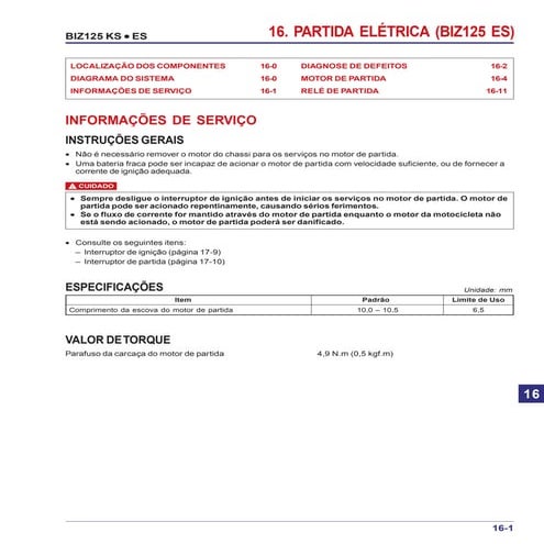 Manual serviço biz125 ks es   00 x6b-kss-001 partida-eletrica