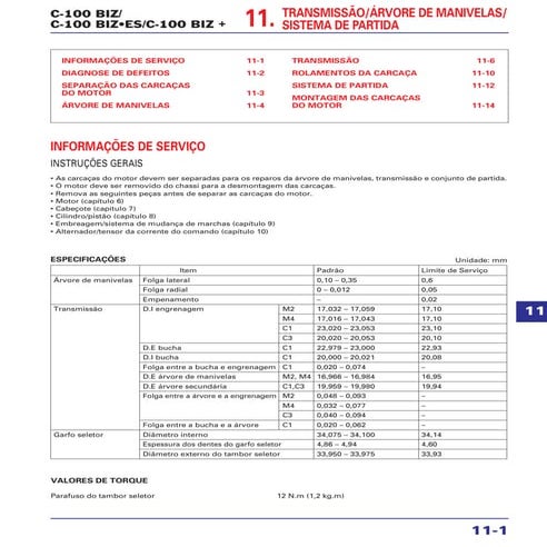 Manual serviço c 100 biz c-100 biz es c-100 biz+ (2002) - 00 x6b-gce-763 tran...