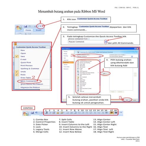Manual setting customize quick access toolbar | PDF