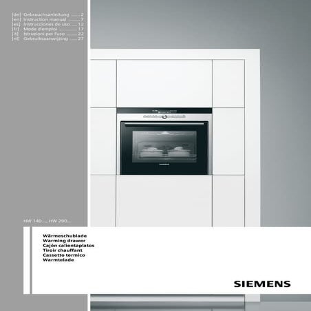 Manual siemens   accesorio calienta platos hw290562