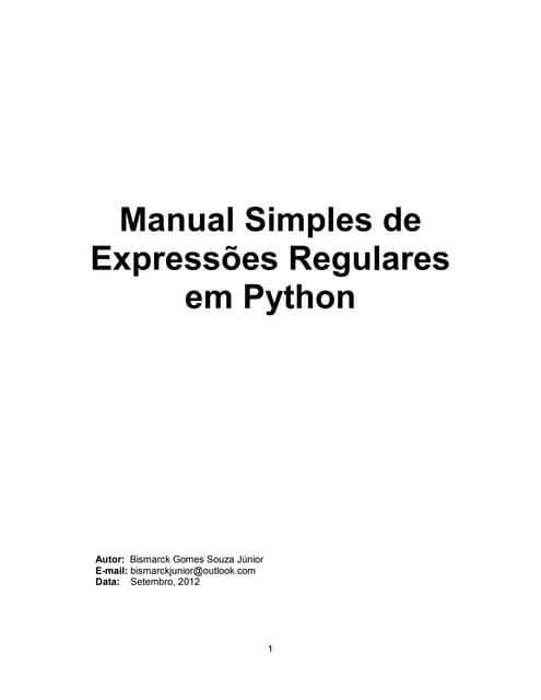 Manual Simples Expressões Regulares Python