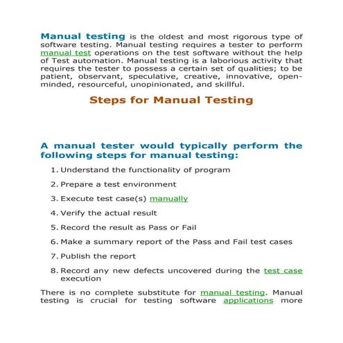 Manual testing