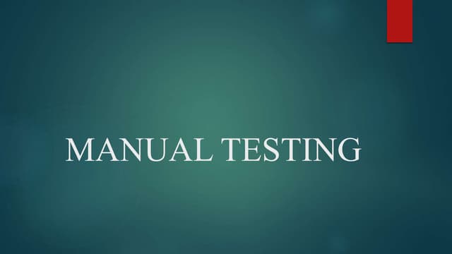 Manual testing | PPT