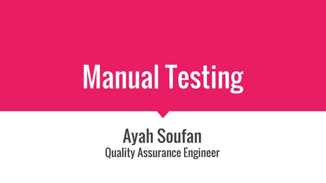 Intro to Manual Testing