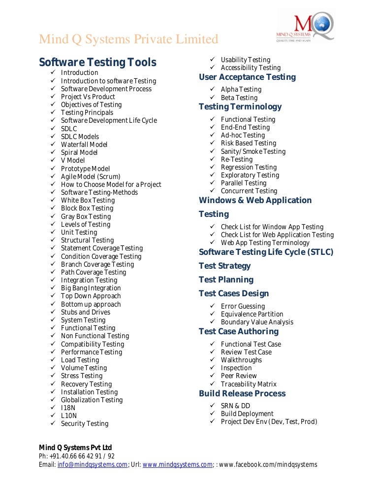 Manual testing contents
