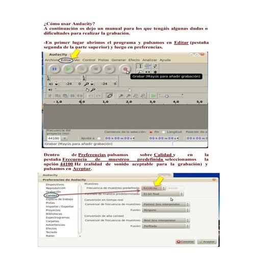 Manual uso de audacity