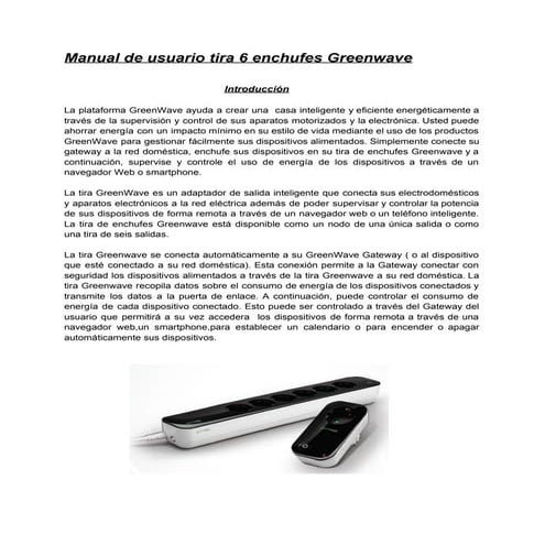 Manual de usuario tira de 6 enchufes Z-Wave Greenwave español | PDF