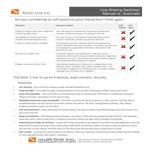 Manual vs automatic line sharing switches