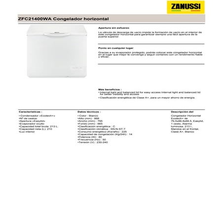 Manual zanussi   congelador zfc21400 wa