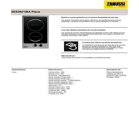 Manual zanussi   encimera zes3921 iba