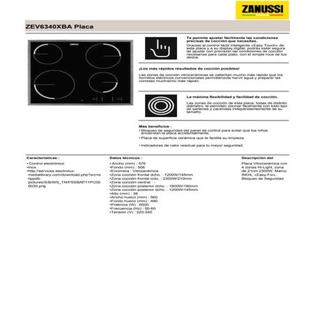 Manual zanussi   encimera zev6340 xba