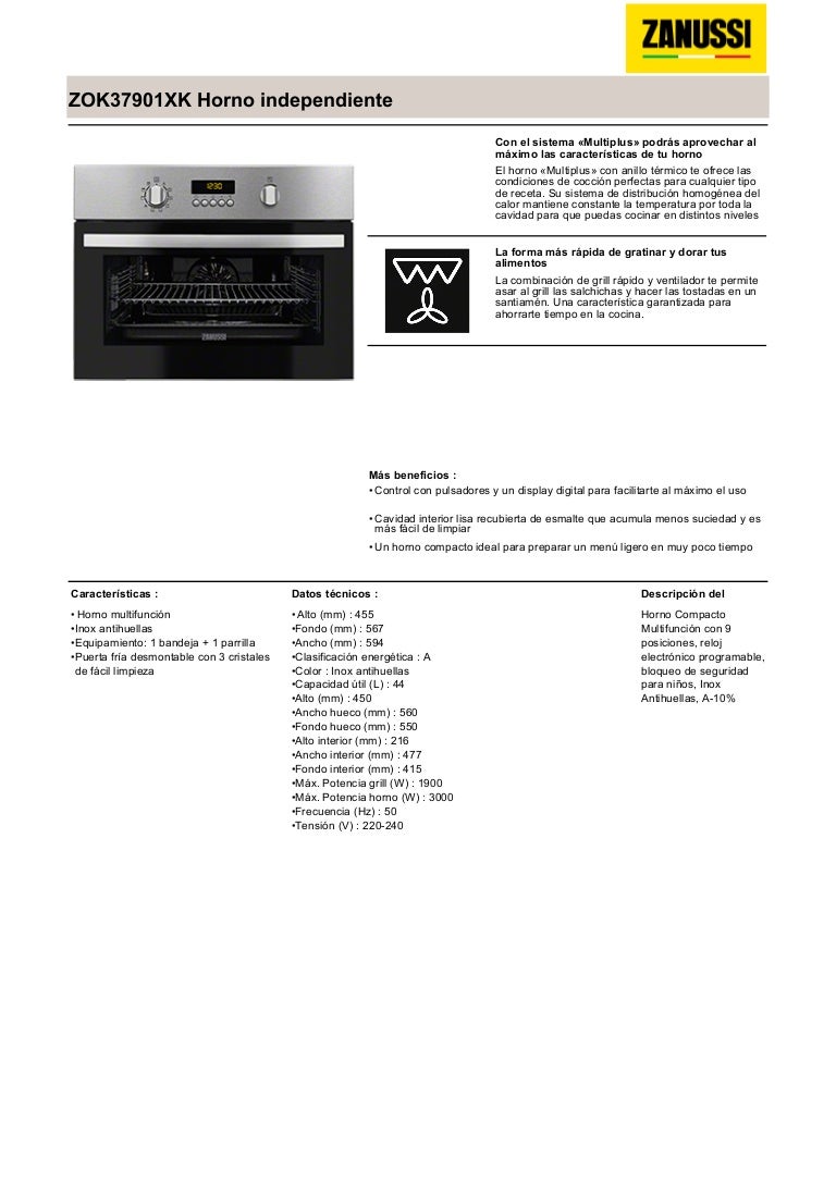 Manual zanussi horno zok37901xk