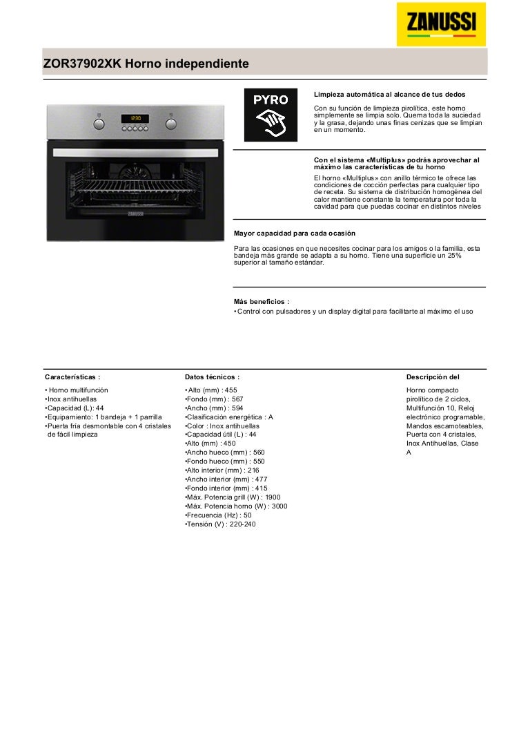 Manual zanussi horno zor37902xk