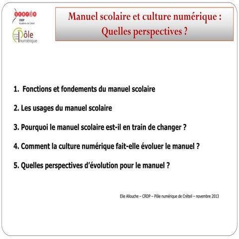 Manuel scolaire et culture numérique : Quelles perspectives ?