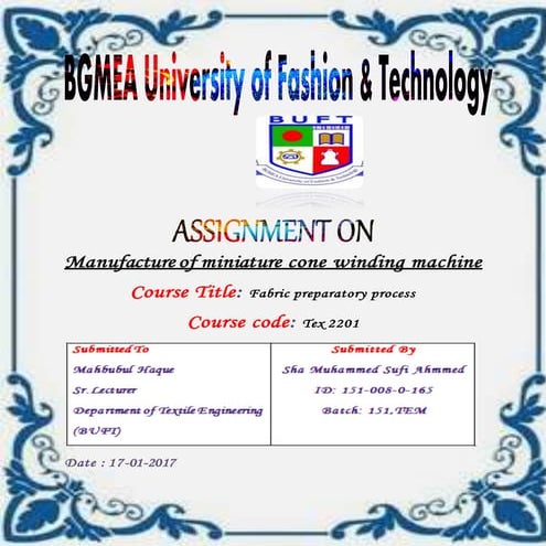 Manufacture of miniature cone winding machine