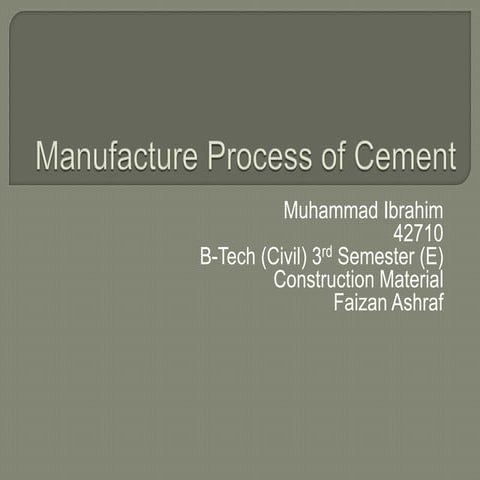 Manufacture process of cement
