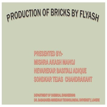 Manufacturing of fly-ash brick