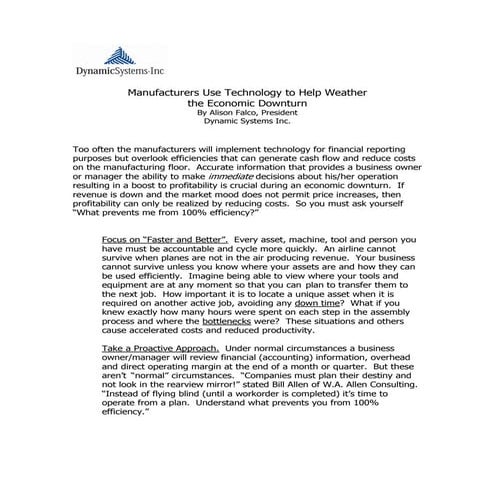 Manufacturers use of technology