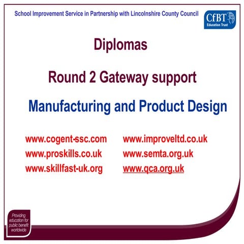 Manufacturing And Product Design July 07 Briefing Session