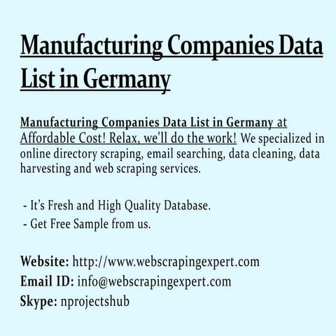 Manufacturing Companies Data List in Germany