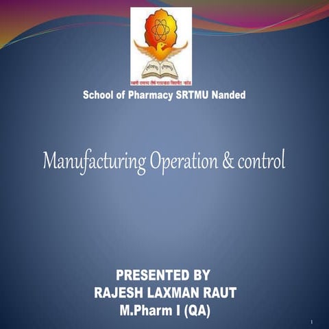 Manufacturing contoll