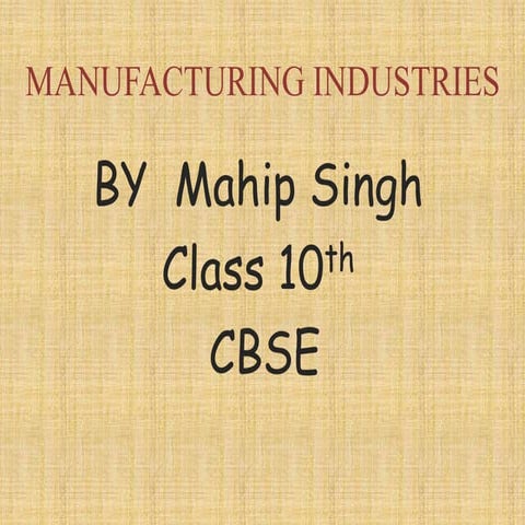 Manufacturing Industries  by Mahip Singh