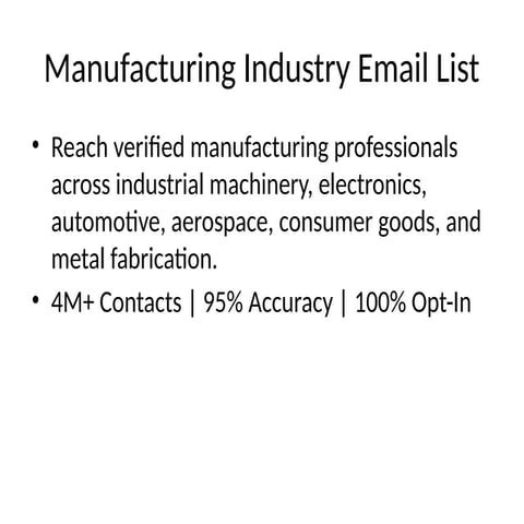 Comprehensive Manufacturing Industry Email List for B2B Marketing ...