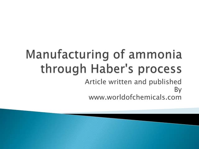 Manufacturing of ammonia using haber's process