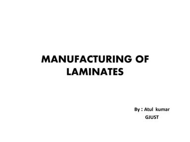 Manufacturing of laminates