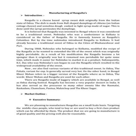 Manufacturing of rasgulla