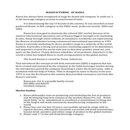 Manufacturing   of rasna